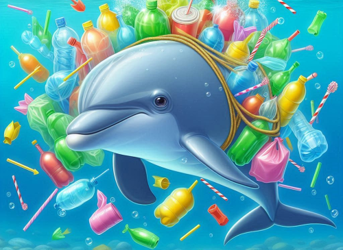 dolphin in plastic